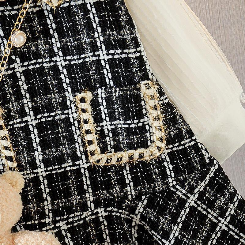 Vestido Infantil Preto Tweed + Blusa