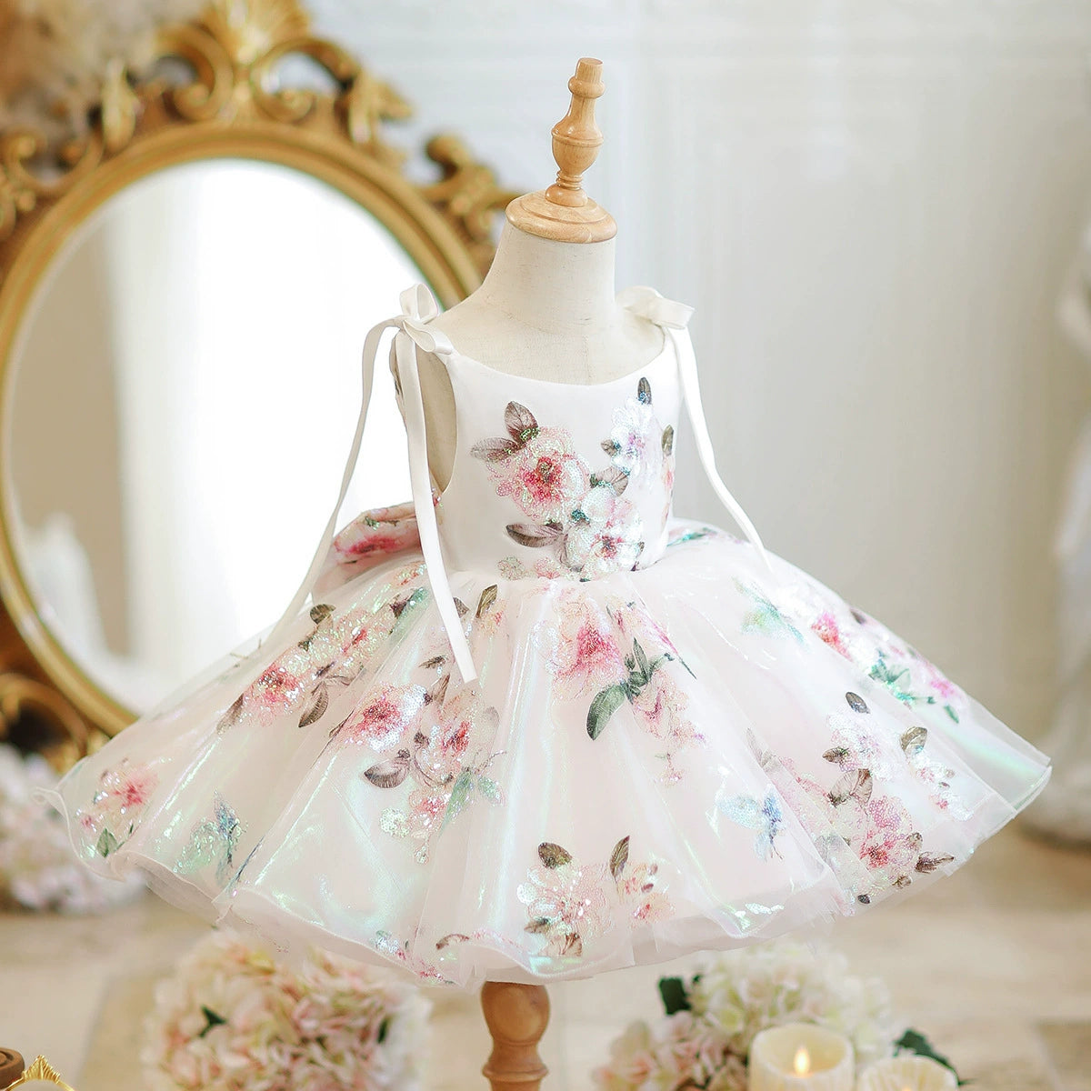 Vestido de Festa Flores Alça Lacinho