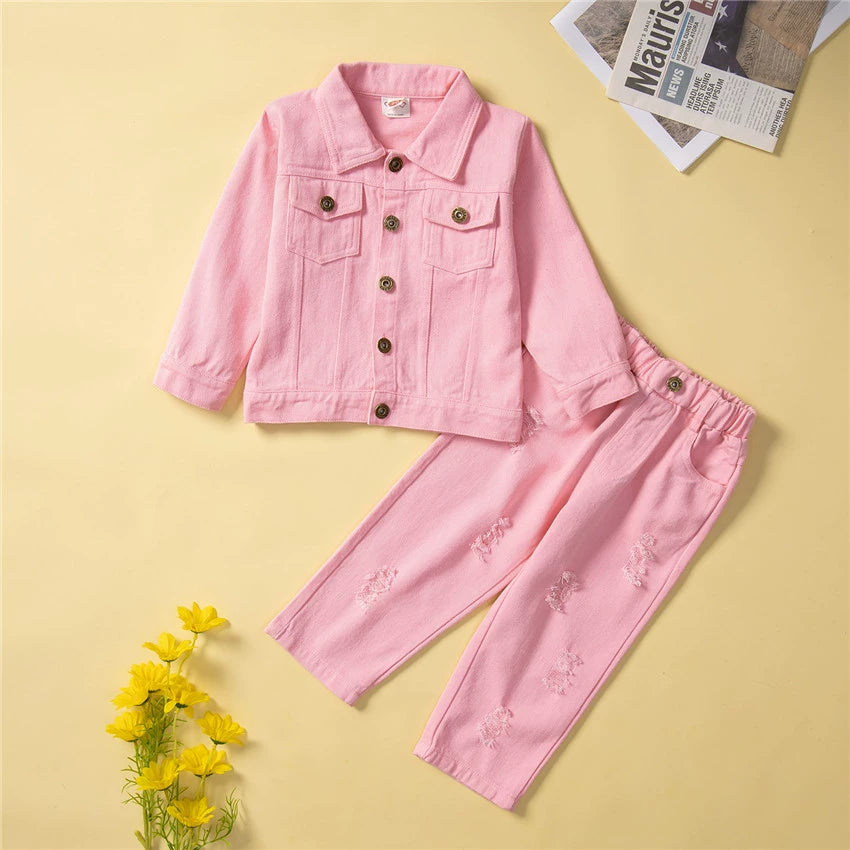 Conjunto Infantil Feminino Botões Bolsinhos