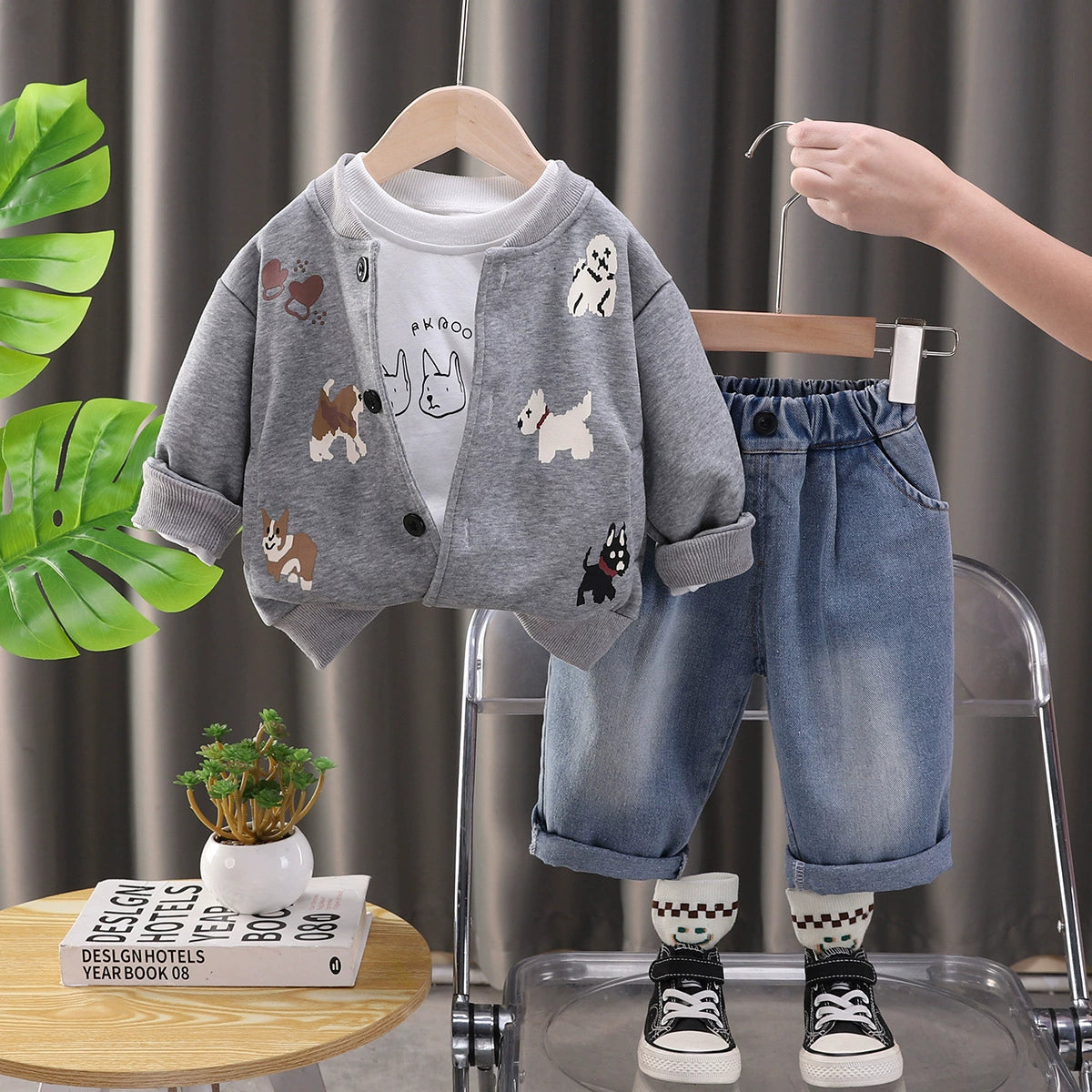 Conjunto Infantil Masculino Cachorrinho 3 Peças