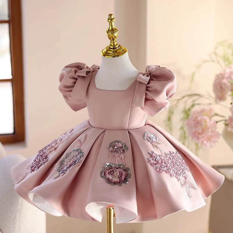 Vestido Infantil De Festa Bufante Rosas