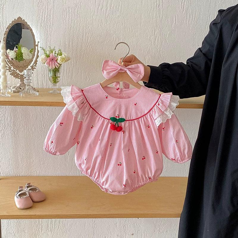 Body Infantil Rosa Cerejinhas