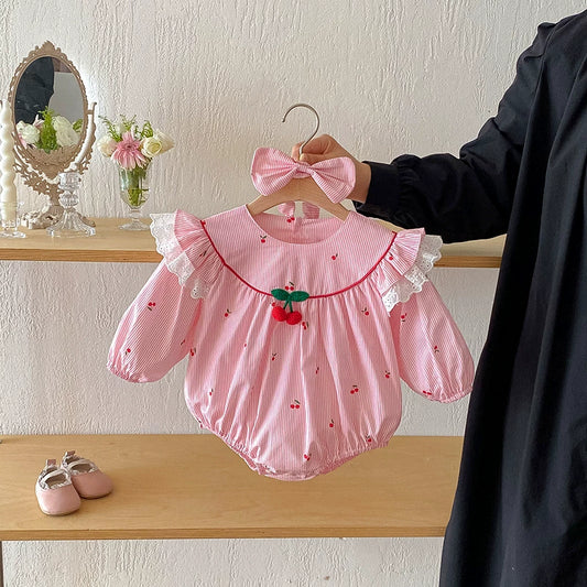 Body Infantil Rosa Cerejinhas