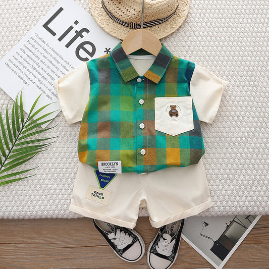 Conjunto Infantil Masculino Xadrez Ursinho