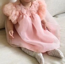 Vestido Infantil Tule e Florzinhas