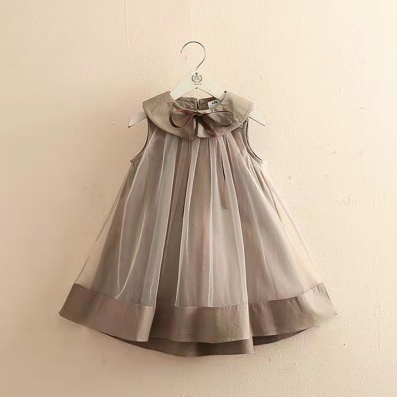 Vestido Infantil Bege Lacinho