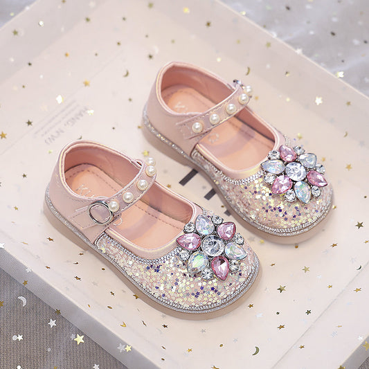 Sapato Infantil Feminino Florzinha e Strass