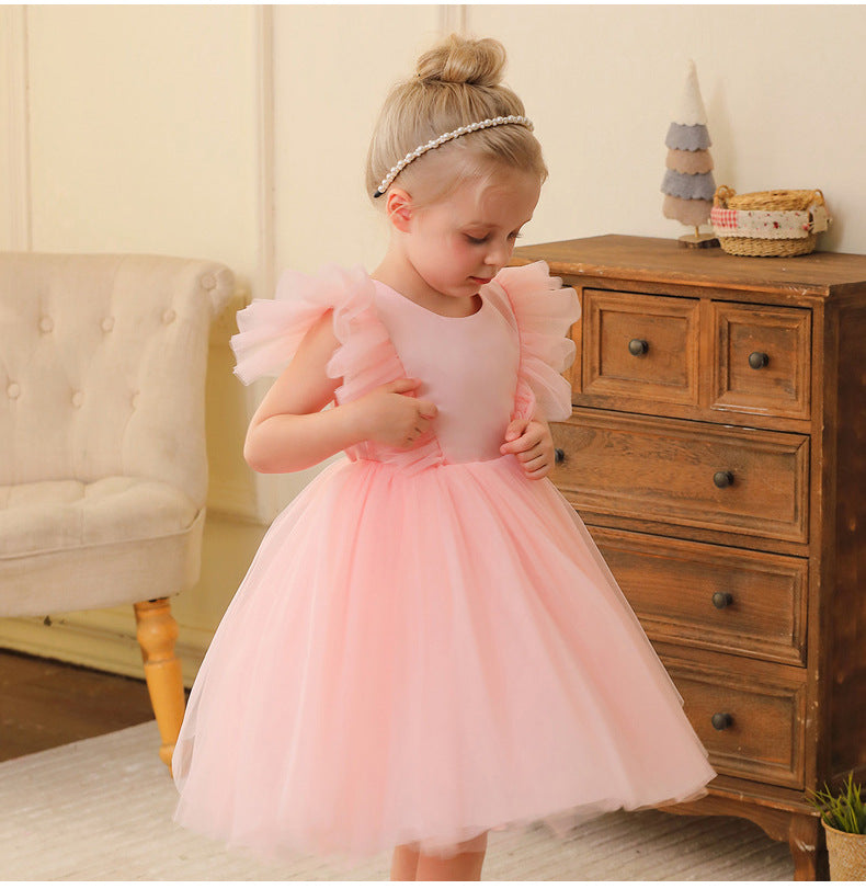 Vestido Infantil de Tule Manguinha Voadora