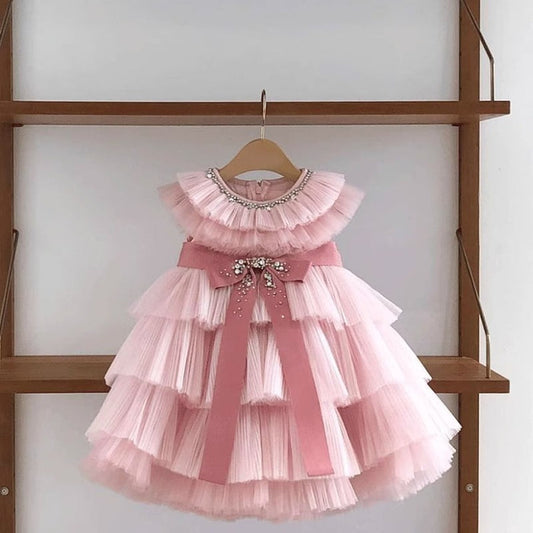 Vestido Infantil Tule Laçinho Brilhante