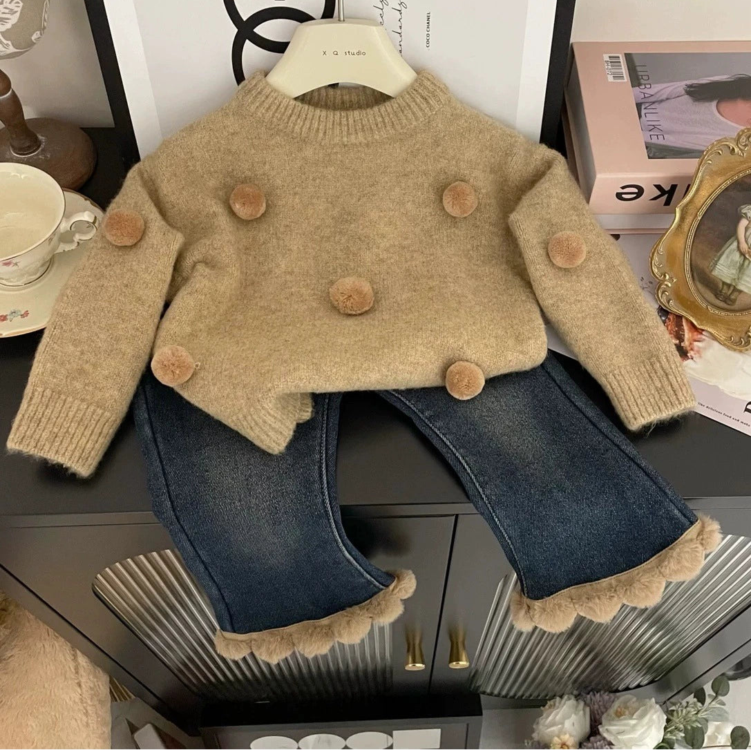 Conjunto Infantil Feminino Inverno Pompom