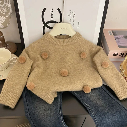Blusa Infantil Feminino Inverno Pompom