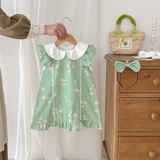 Vestido Infantil Verde Florzinhas