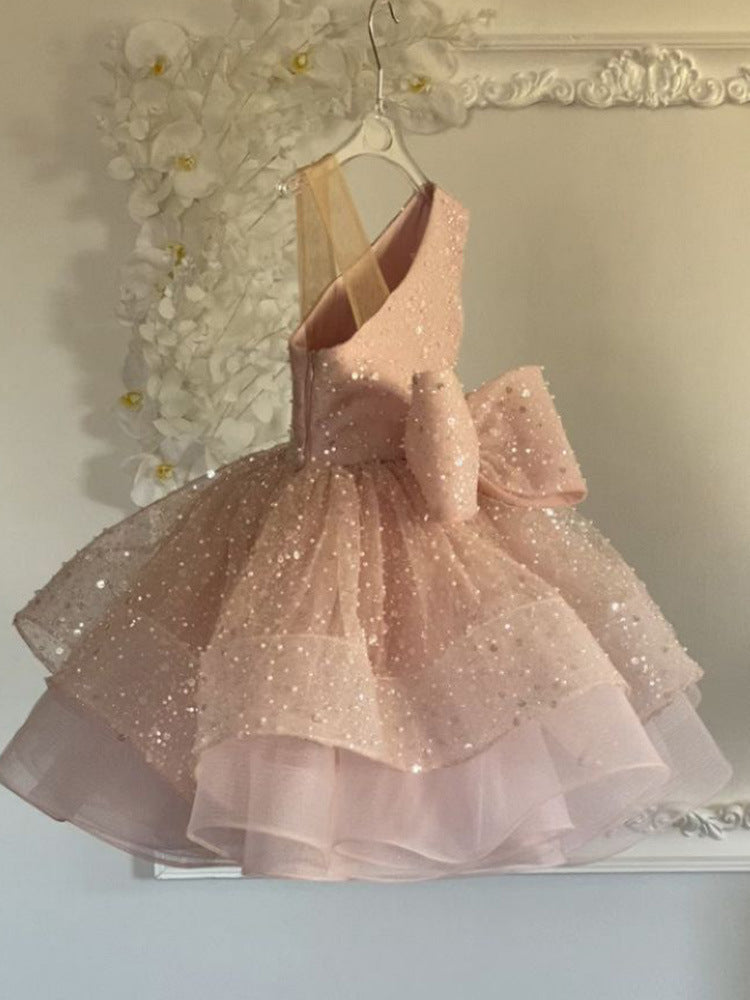 Vestido Infantil Brilhante Lacinho
