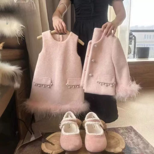 Conjunto Infantil Inverno Pérolas e Plumas