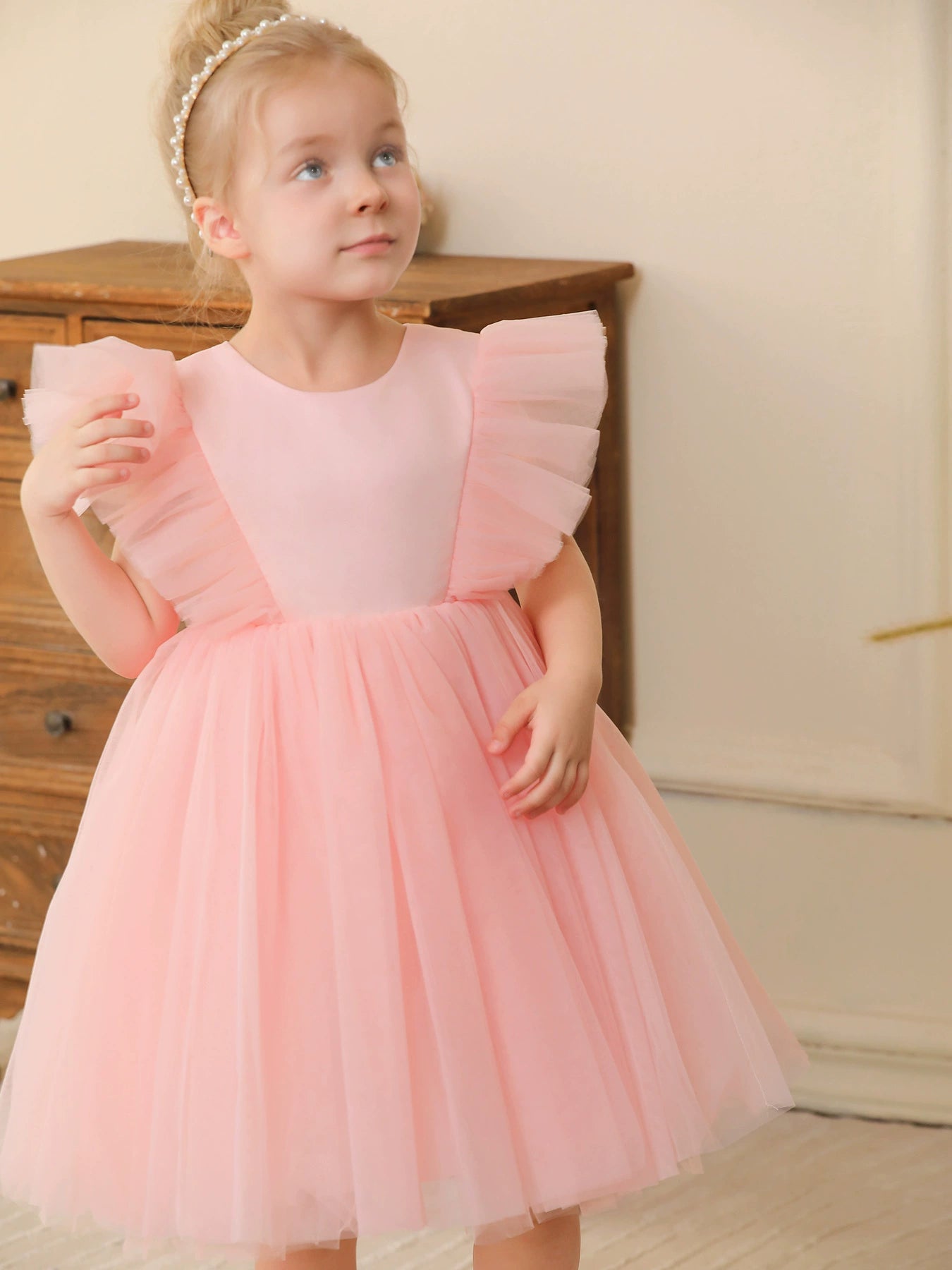 Vestido Infantil de Tule Manguinha Voadora