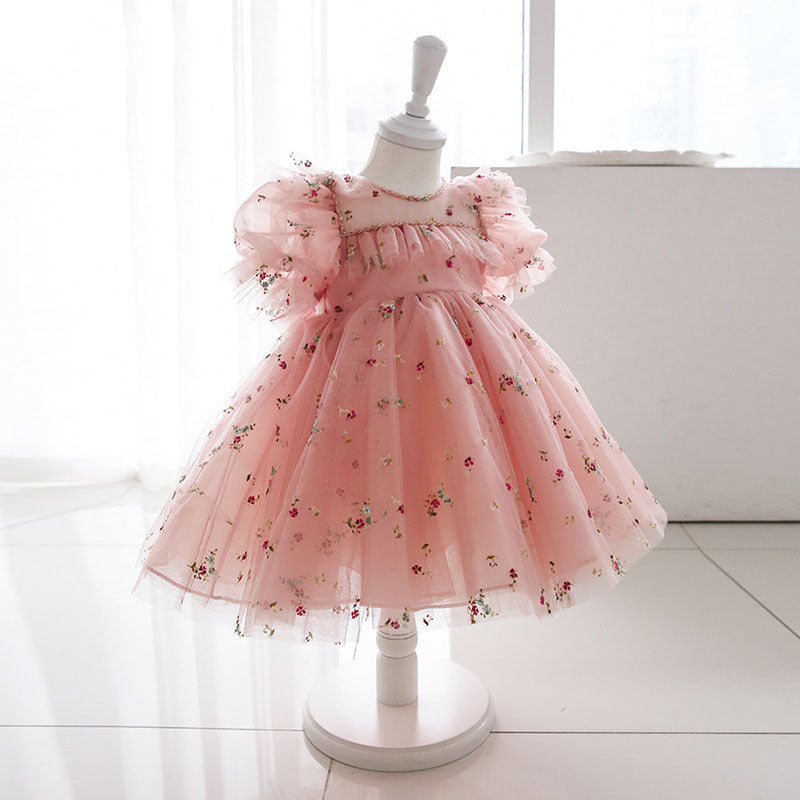 Vestido Infantil Rosa Floral