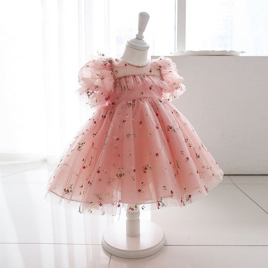 Vestido Infantil Rosa Floral