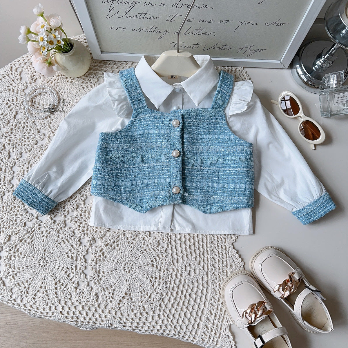 Conjunto Infantil 3 Peças Camisa e Tweed