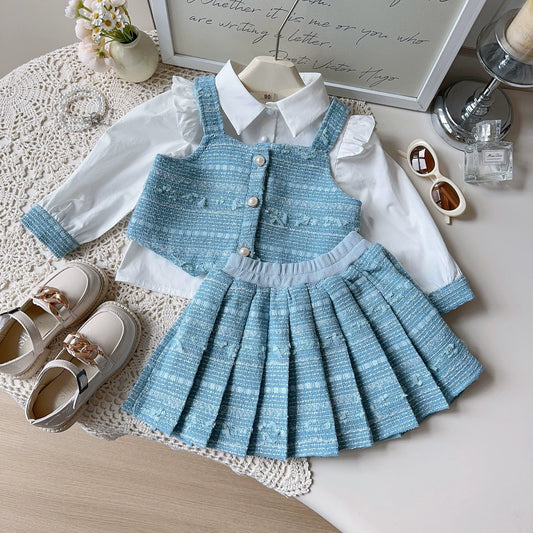 Conjunto Infantil 3 Peças Camisa e Tweed