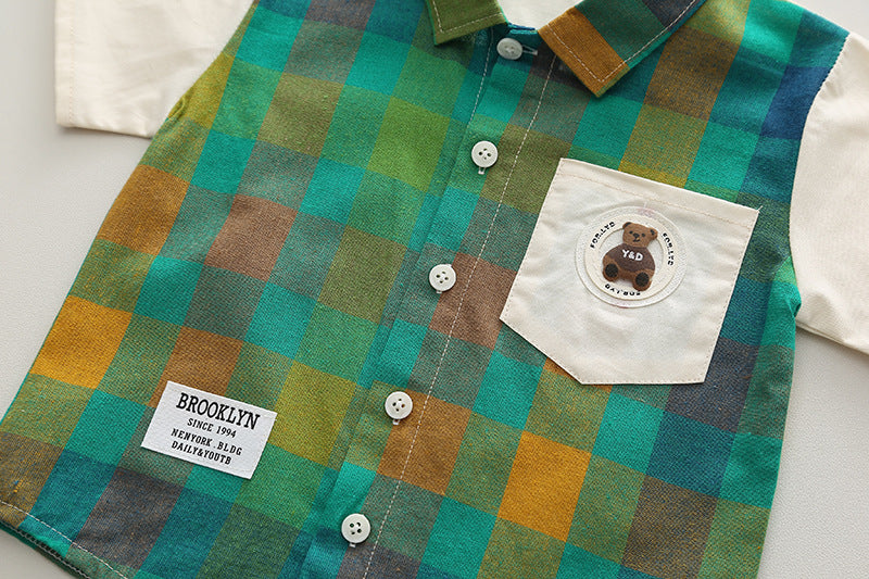 Conjunto Infantil Masculino Xadrez Ursinho