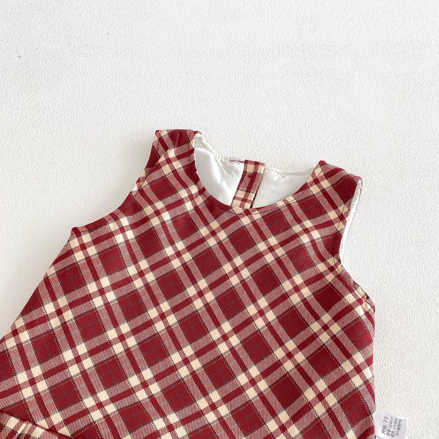 Conjunto Infantil Vestido Xadrez e Florzinhas