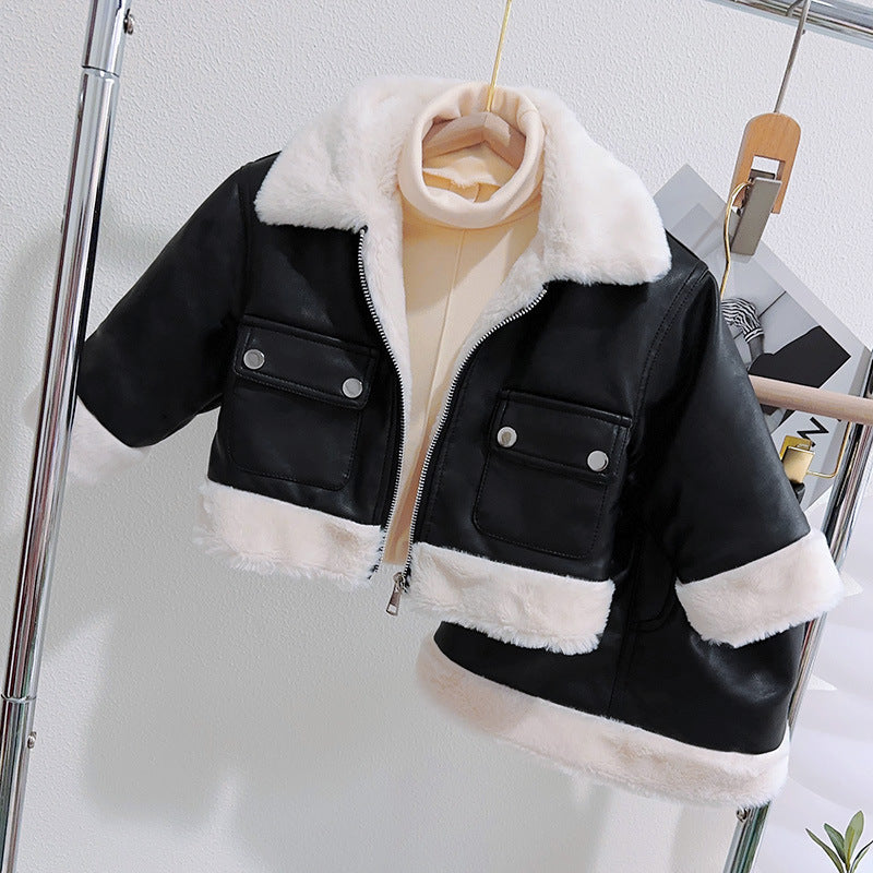Conjunto Infantil Feminino Couro Pelinhos
