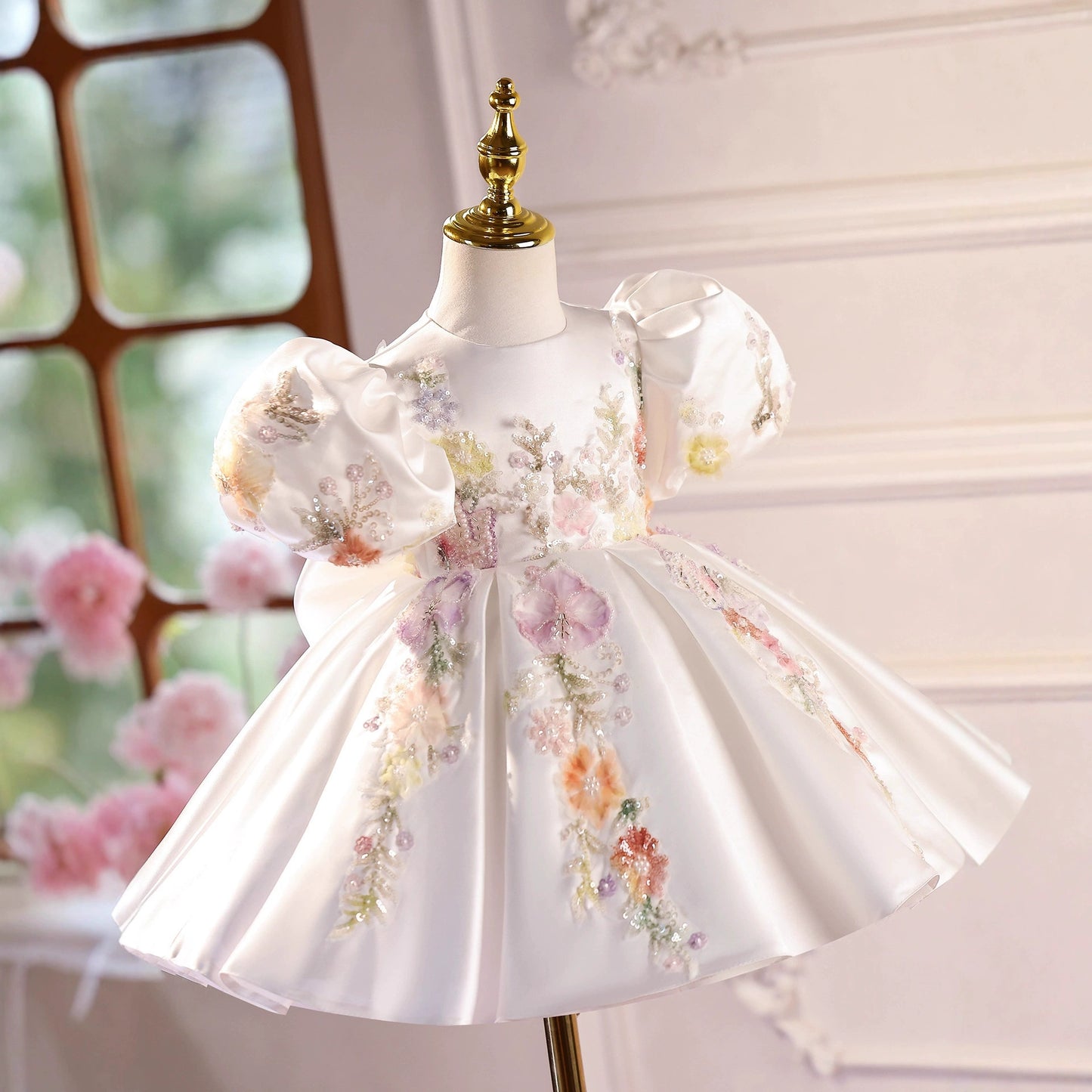 Vestido Infantil de Festa Flores Bufante