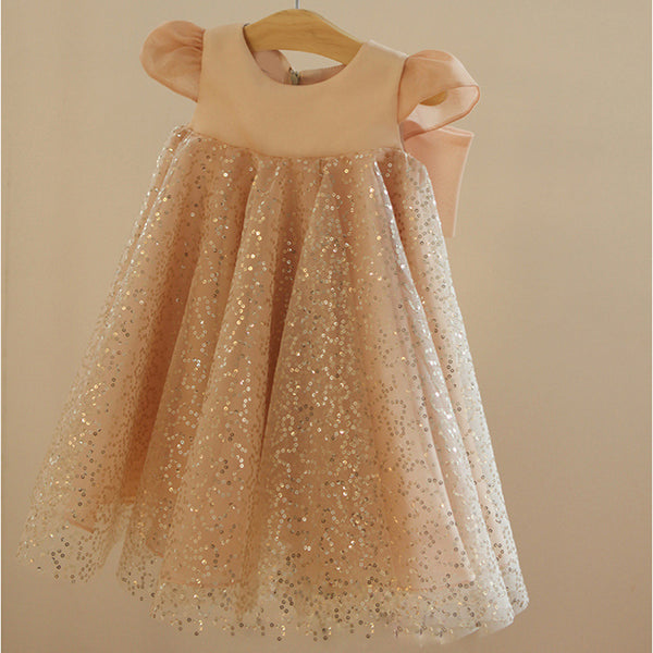 Vestido Infantil Brilhante Lacinho