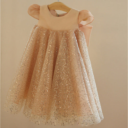 Vestido Infantil Brilhante Lacinho