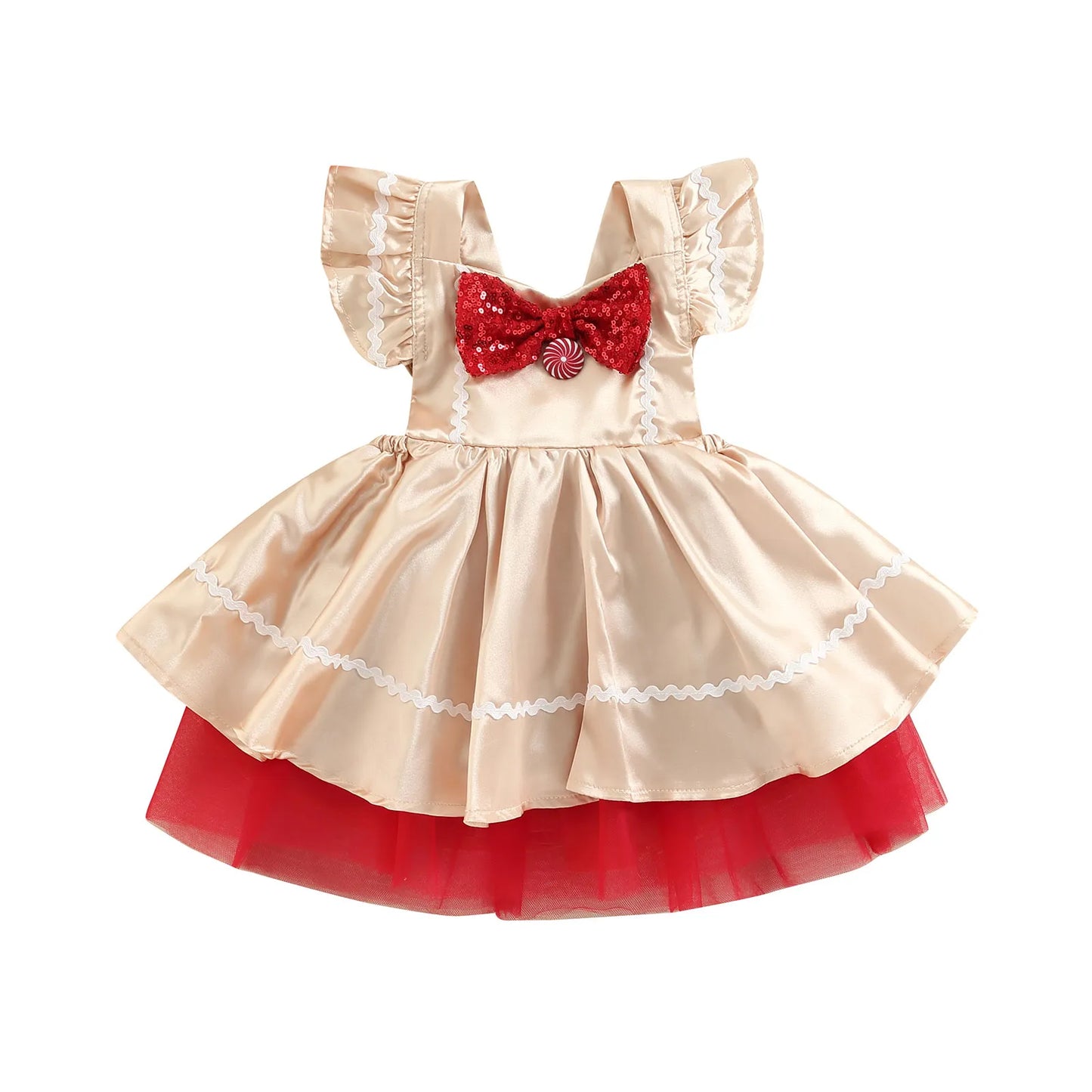 Vestido Infantil Natal Lantejoulas Laçinho