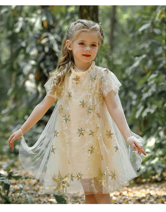 Vestido Infantil Lantejoulas Estrelinhas