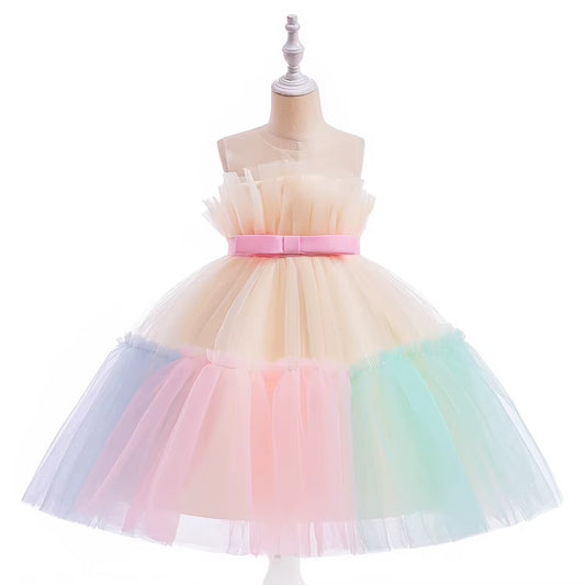 Vestido Infantil Tule Colorido