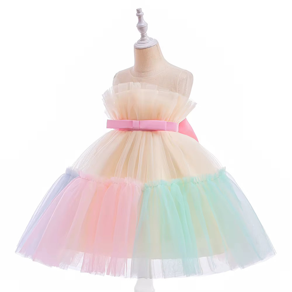 Vestido Infantil Tule Colorido