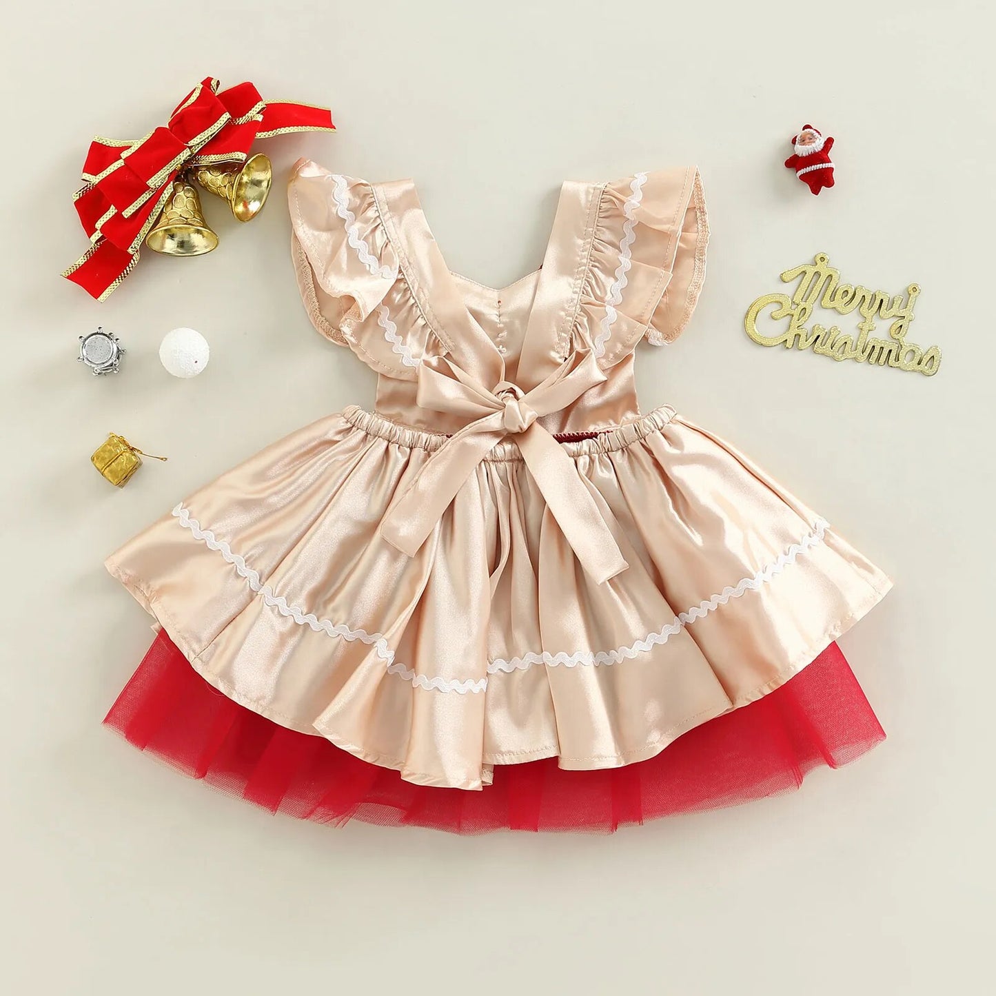 Vestido Infantil Natal Lantejoulas Laçinho