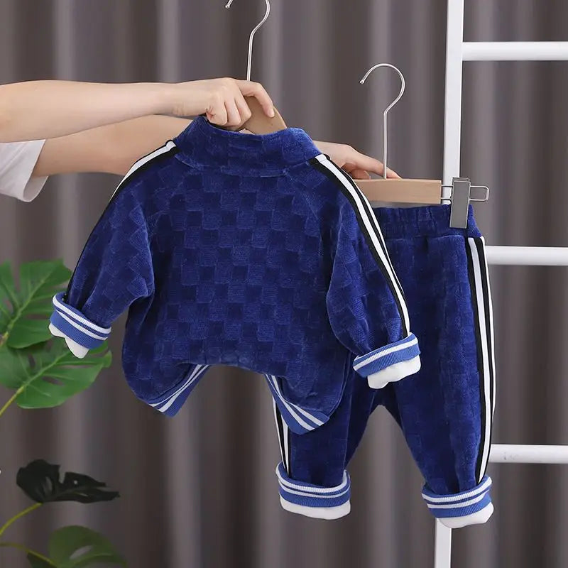 Conjunto Infantil Masculino Veludo Azul