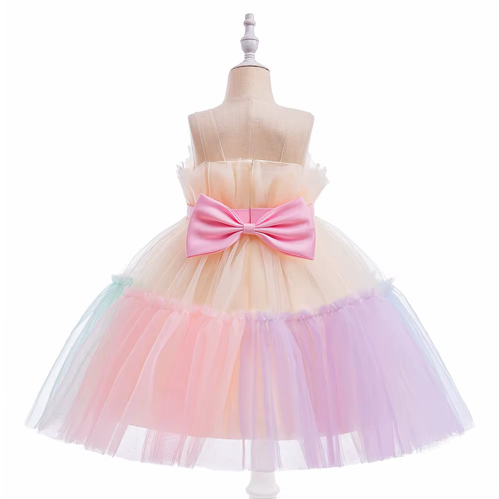 Vestido Infantil Tule Colorido