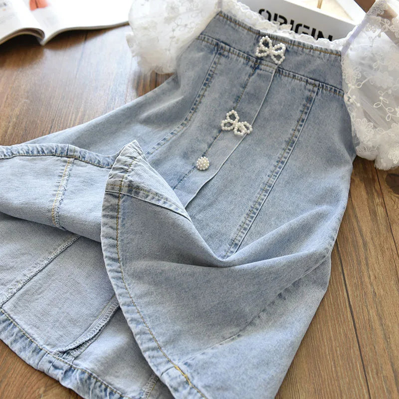 Vestido Jeans Pérolas
