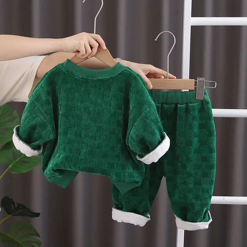 Conjunto Infantil Masculino Veludo Verde