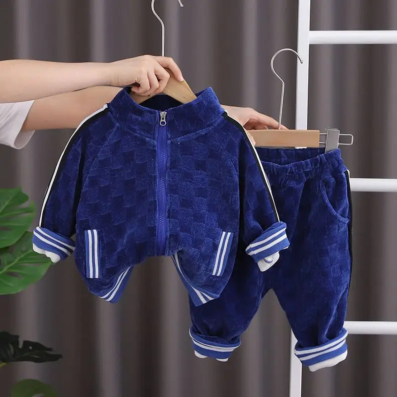 Conjunto Infantil Masculino Veludo Azul