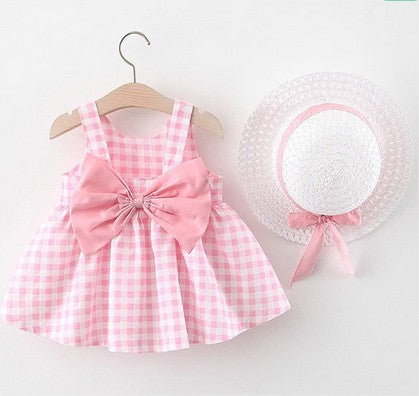 Vestido Infantil Xadrez e Laço + Chapéu (Cópia)