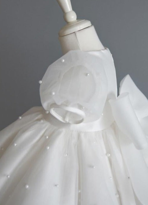 Vestido Infantil Branco Pérolas