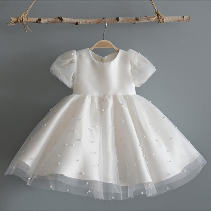 Vestido Infantil Branco Pérolas