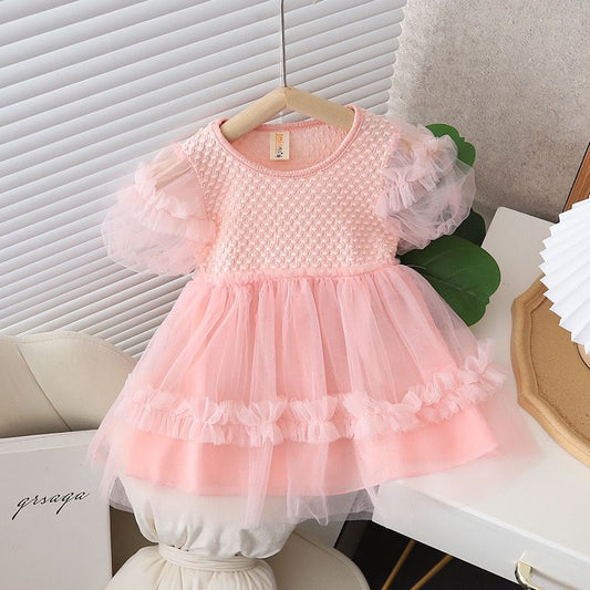 Vestido Infantil Rosa Tule