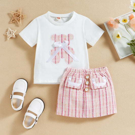 Conjunto Infantil Tweed Rosa Botões