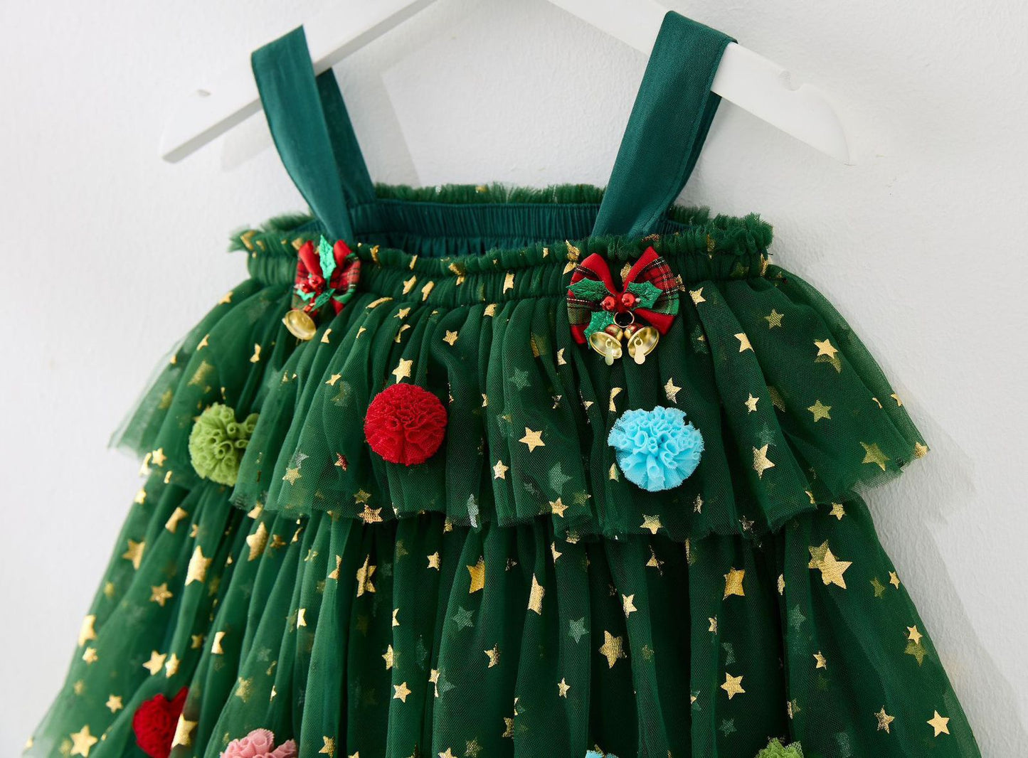 Vestido Infantil Verde Estrelinhas