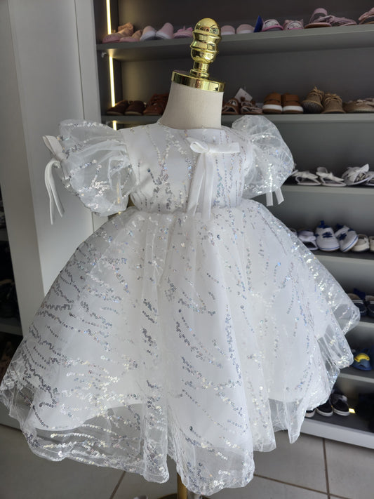 Vestido Infantil Brilhante Lacinho