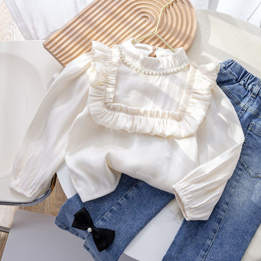 Camisa Infantil Feminina Cetim Babados