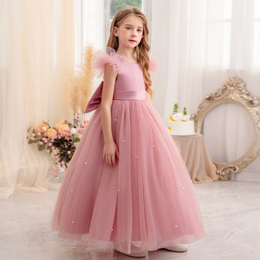 Vestido Infantil Tule Aplique Pérolas