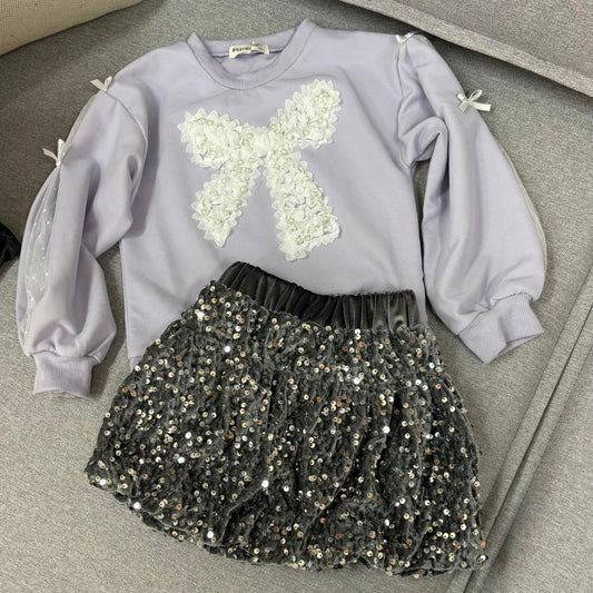 Conjunto Infantil Feminino Lacinho e Brilhos