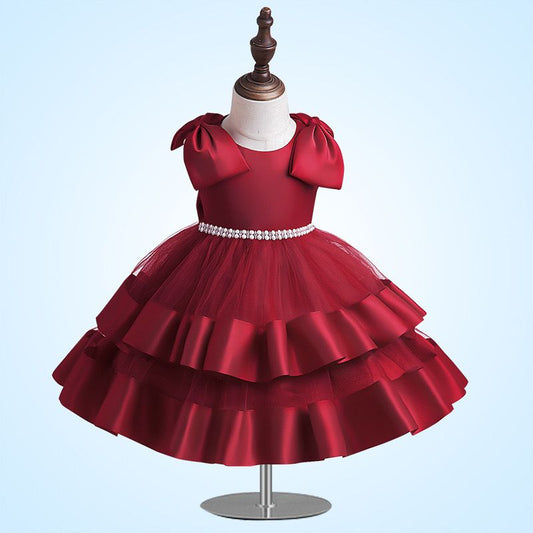 Vestido Infantil Vermelho Laços